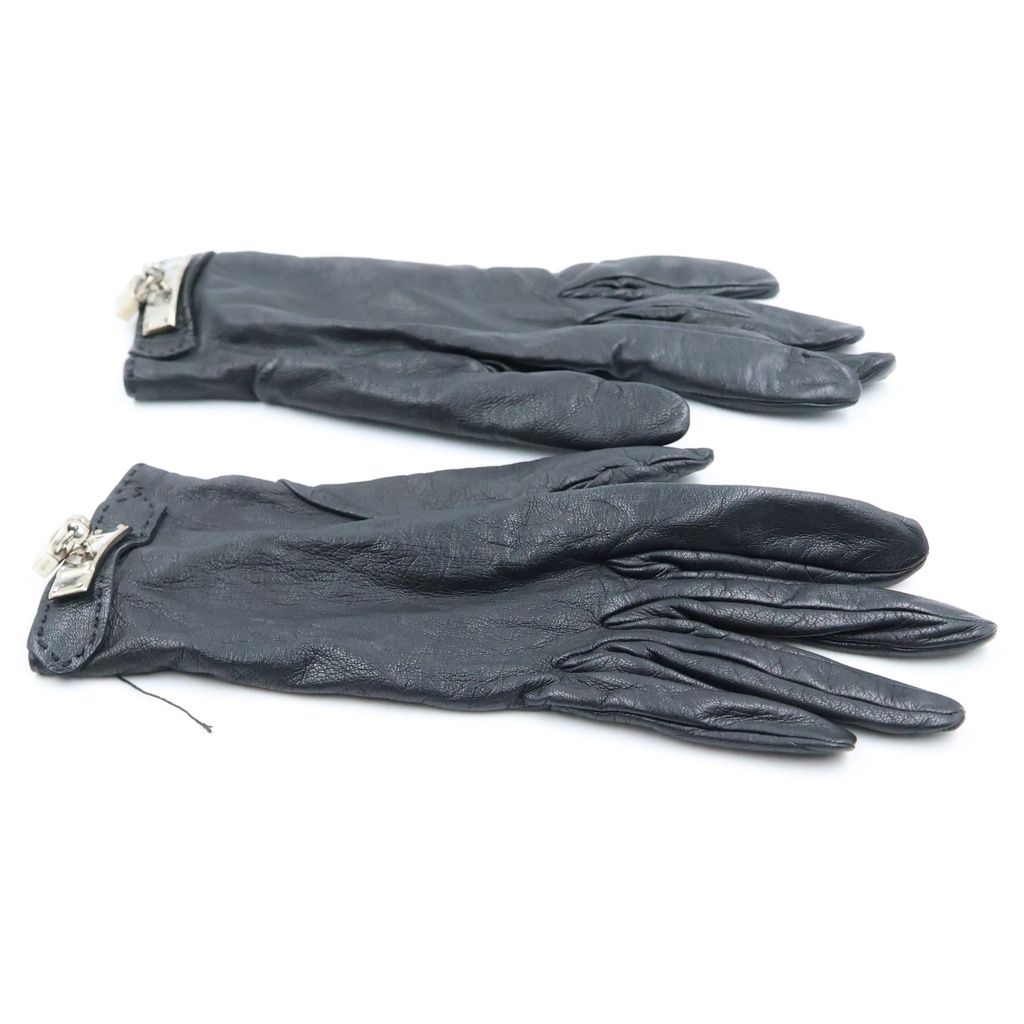 Hermes Soya Gloves Leather Silver Black — view 3
