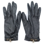 Hermes Soya Gloves Leather Silver Black