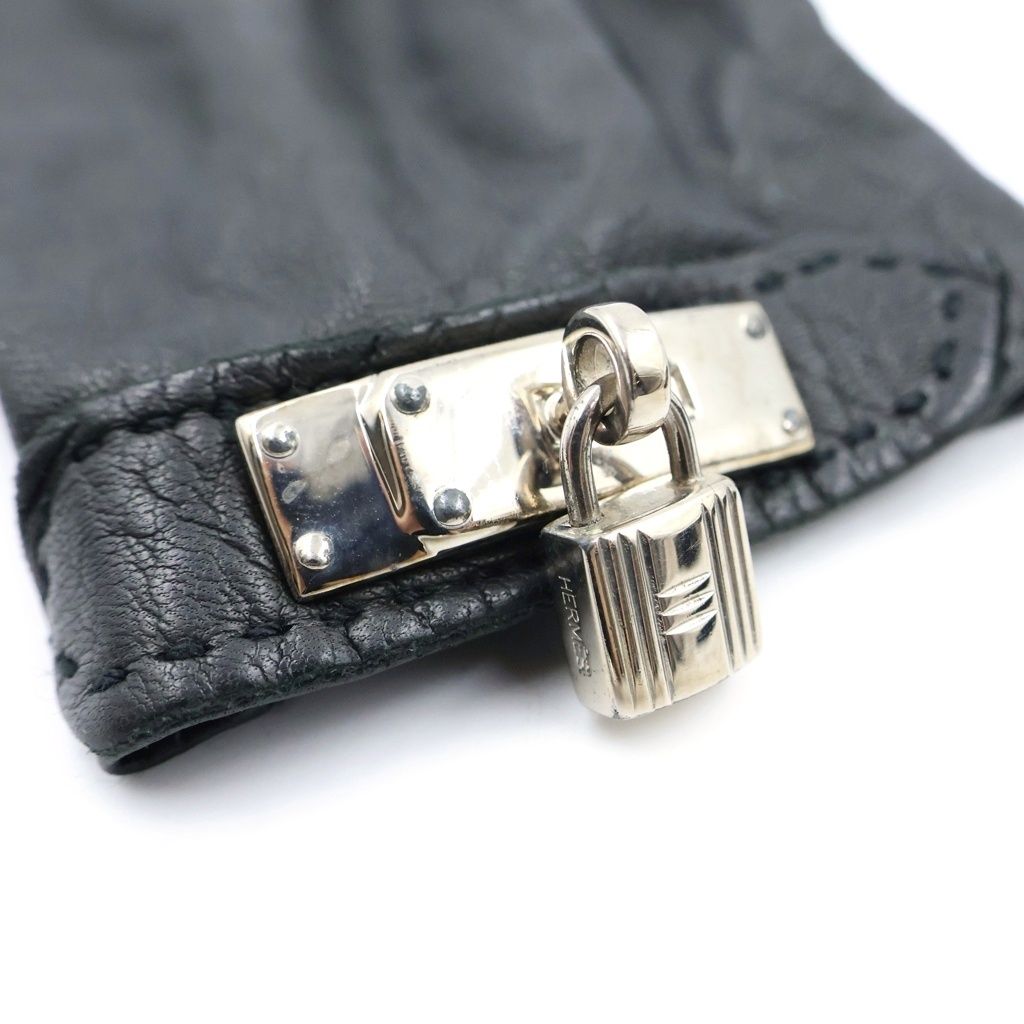 Hermes Soya Gloves Leather Silver Black — view 6