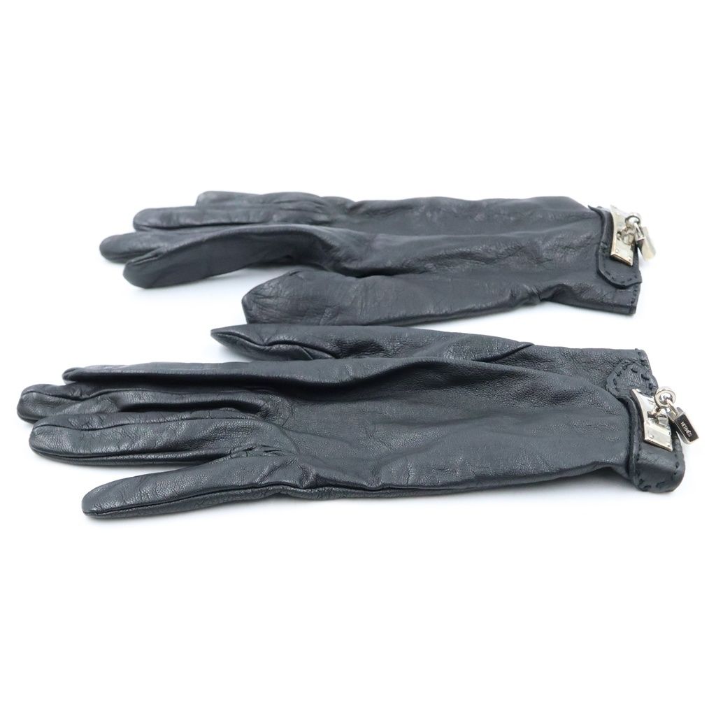Hermes Soya Gloves Leather Silver Black — view 4