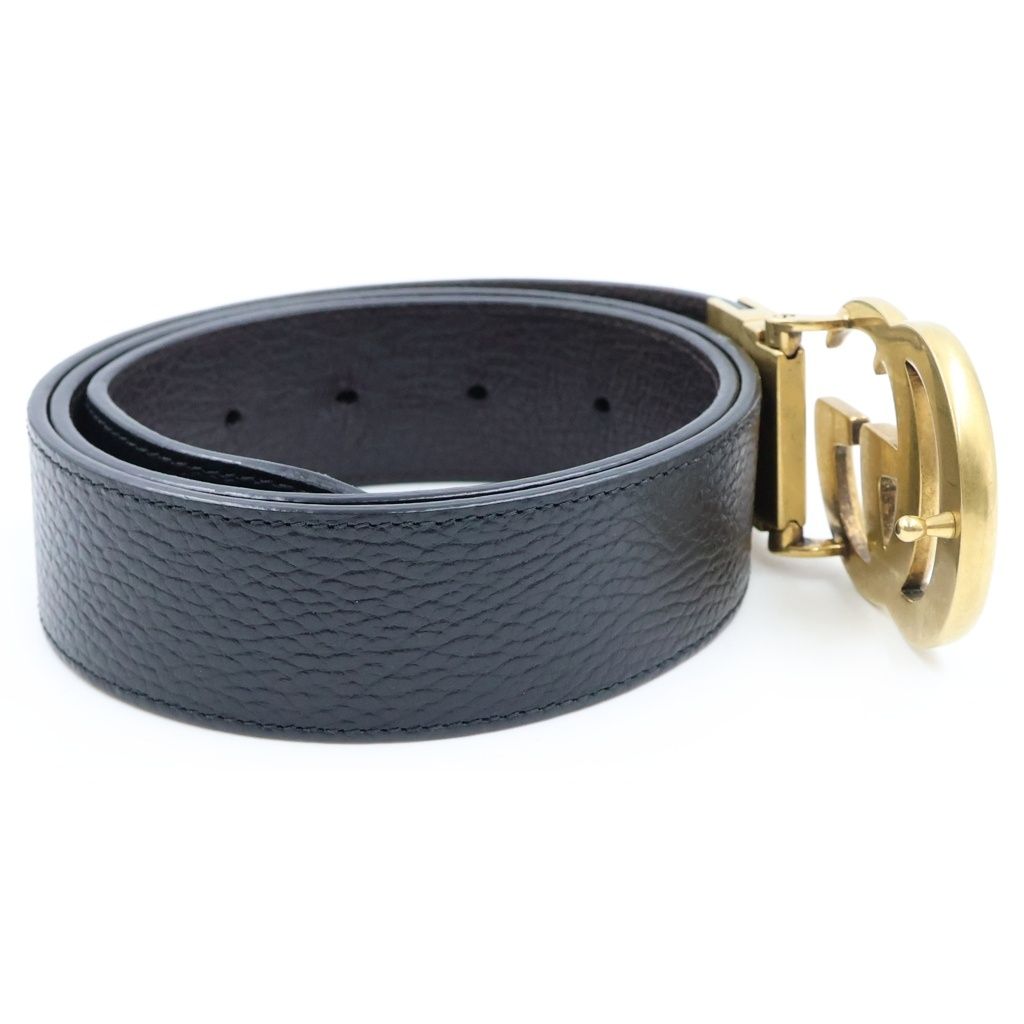 Gucci Double Reversible Leather Belt Gold Black Brown — view 3