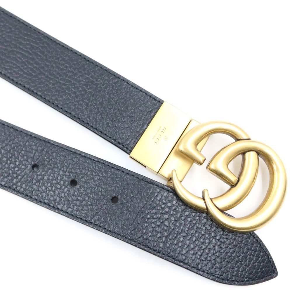 Gucci Double Reversible Leather Belt Gold Black Brown — view 4