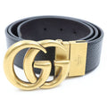 Gucci Double Reversible Leather Belt Gold Black Brown