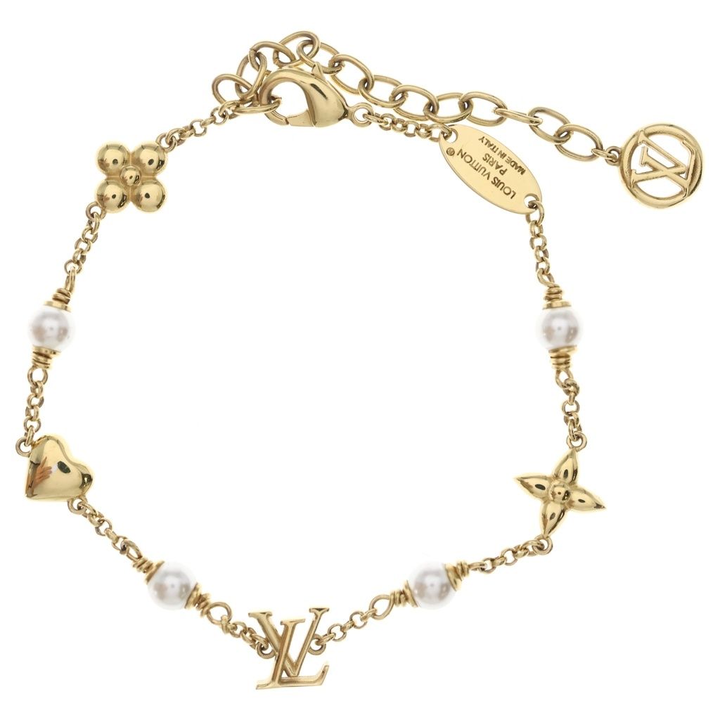Louis Vuitton LV Heart Motif Pearl Bracelet Gold
