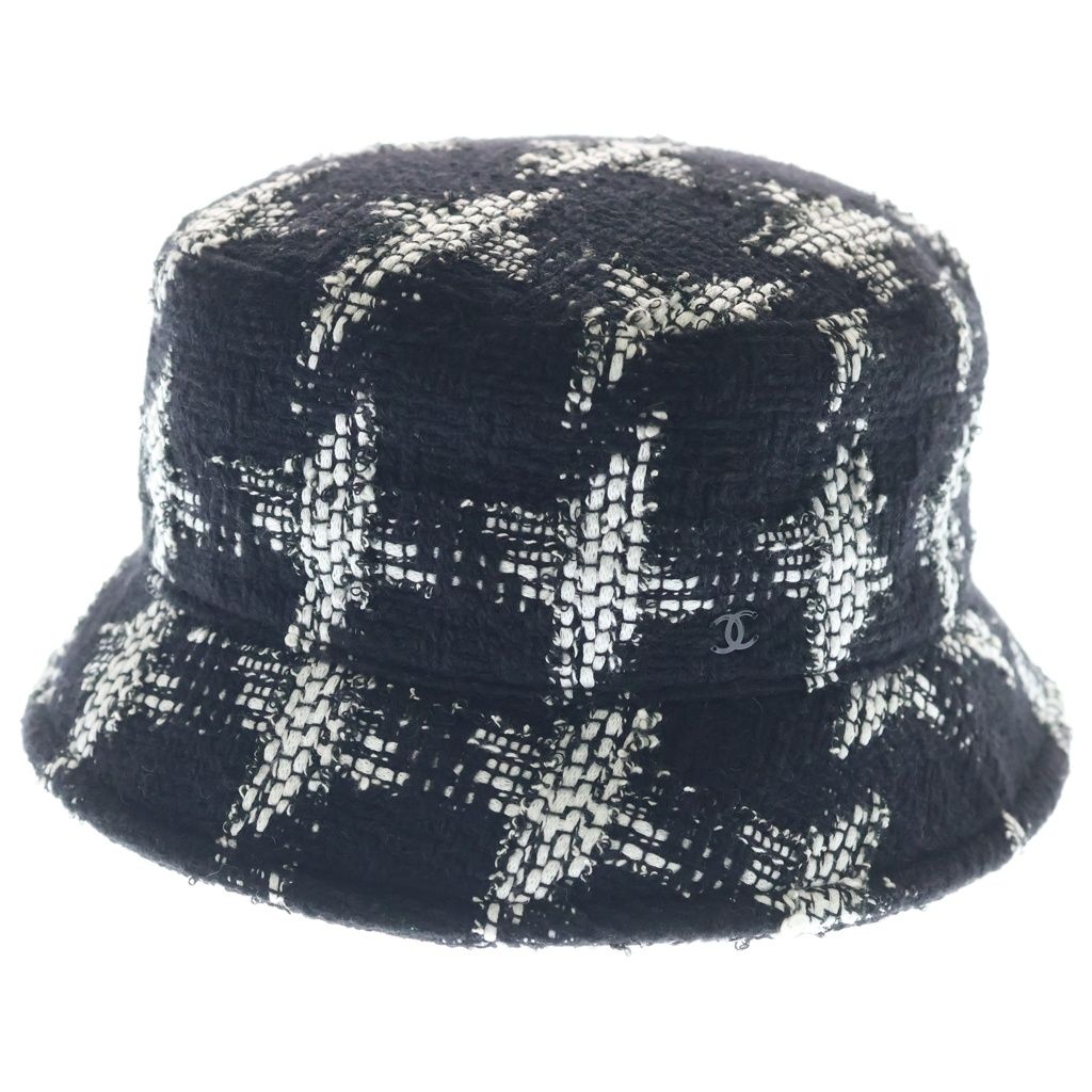 Chanel Tweed Bucket Hat Black White