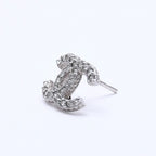Chanel CC Logo Earrings 15 Rhinestone Metal Silver Clear — view 2