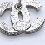 Chanel CC Logo Earrings 15 Rhinestone Metal Silver Clear — view 8