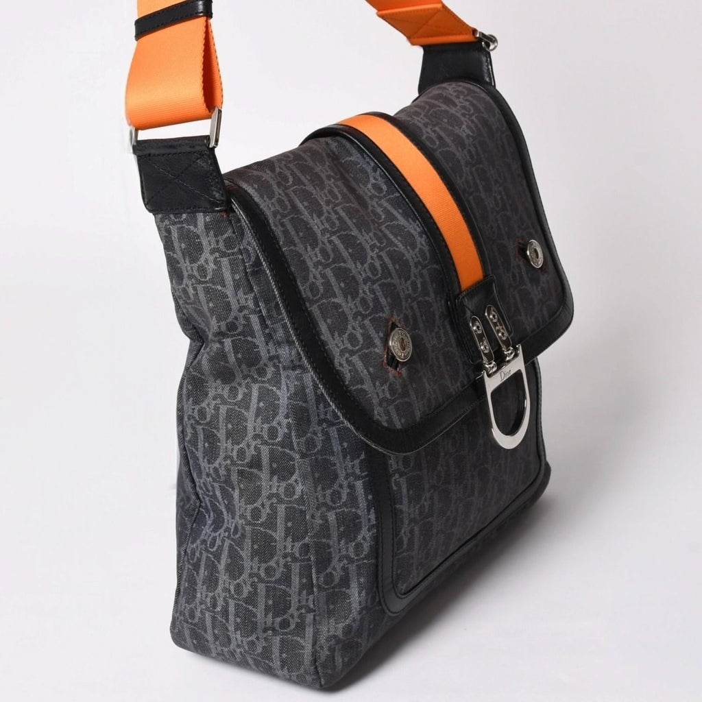 Dior Flight Line Trotter Messenger Bag Galliano Era Orange Navy Silver — view 3