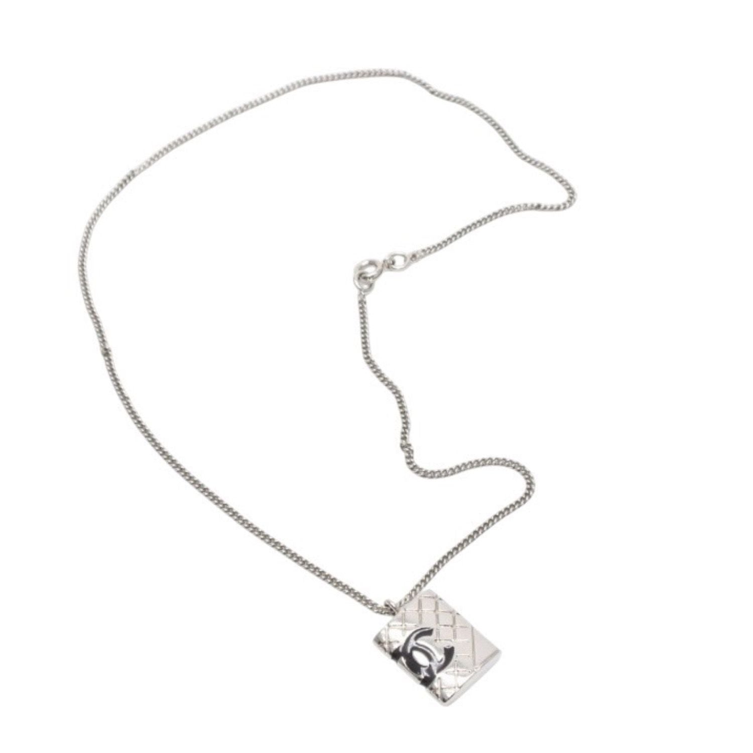 Chanel Canbon Cambon Line Necklace 05 42 Metal Silver