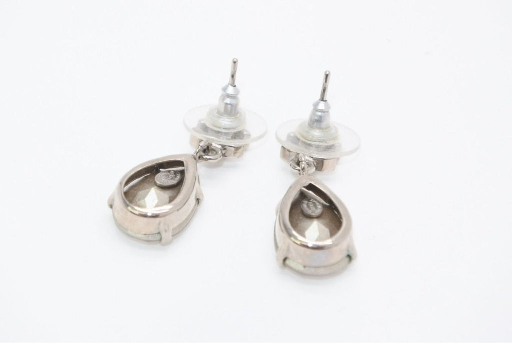 Chanel CC Logo Drop Shape Large Rhinestone Earrings Metal — view 3