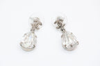 Chanel CC Logo Drop Shape Large Rhinestone Earrings Metal