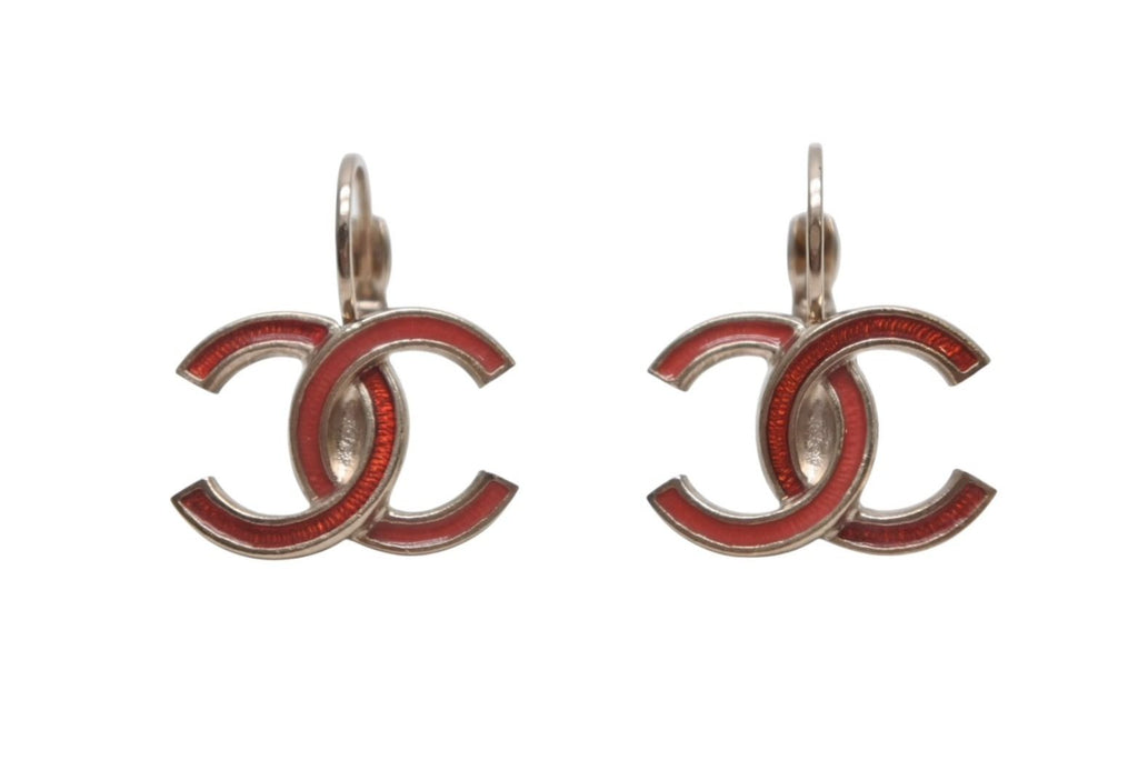 Chanel CC Logo Hoop Earrings 18 Metal Gold