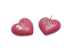 Chanel Heart CC Logo Earrings Metal Rhinestone Gold Pink Clear — view 6