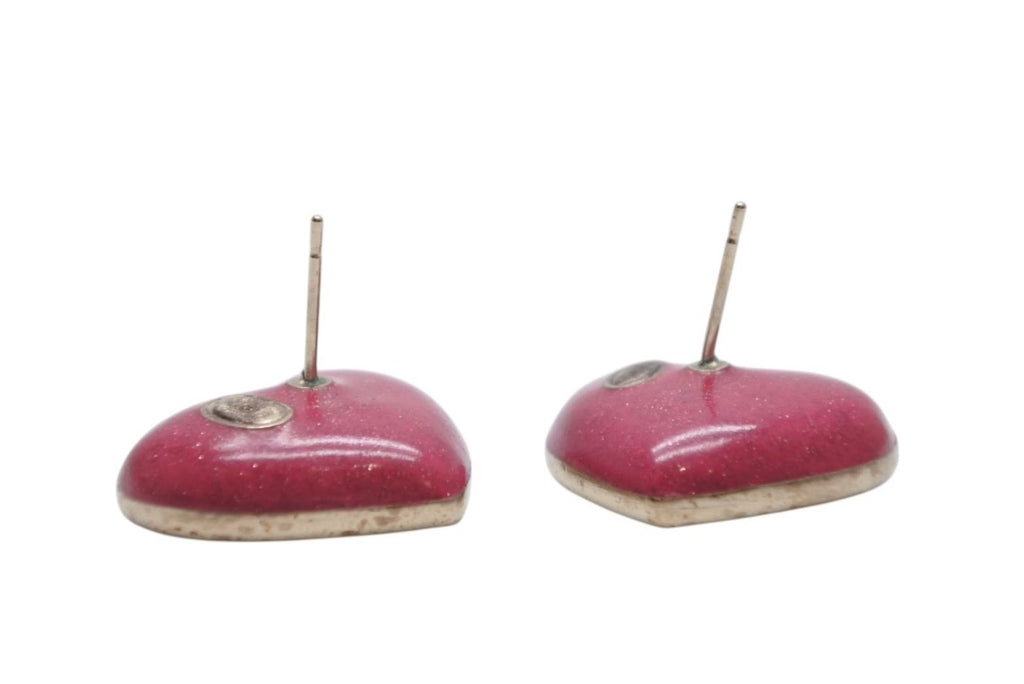 Chanel Heart CC Logo Earrings Metal Rhinestone Gold Pink Clear — view 5