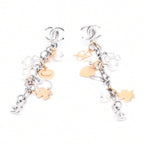 Chanel Drop Earrings 06 CC Logo Clover Heart Faux Pearl