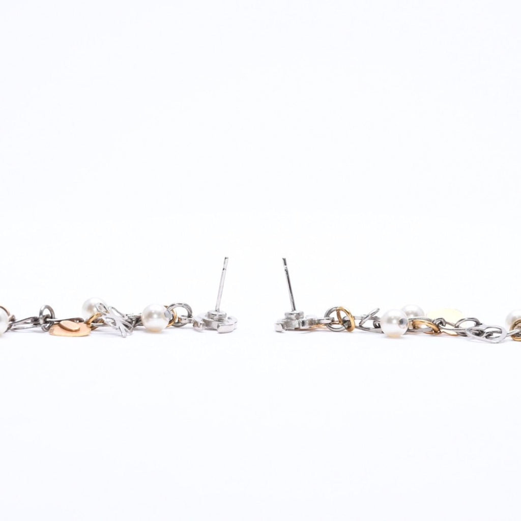 Chanel Drop Earrings 06 CC Logo Clover Heart Faux Pearl — view 8