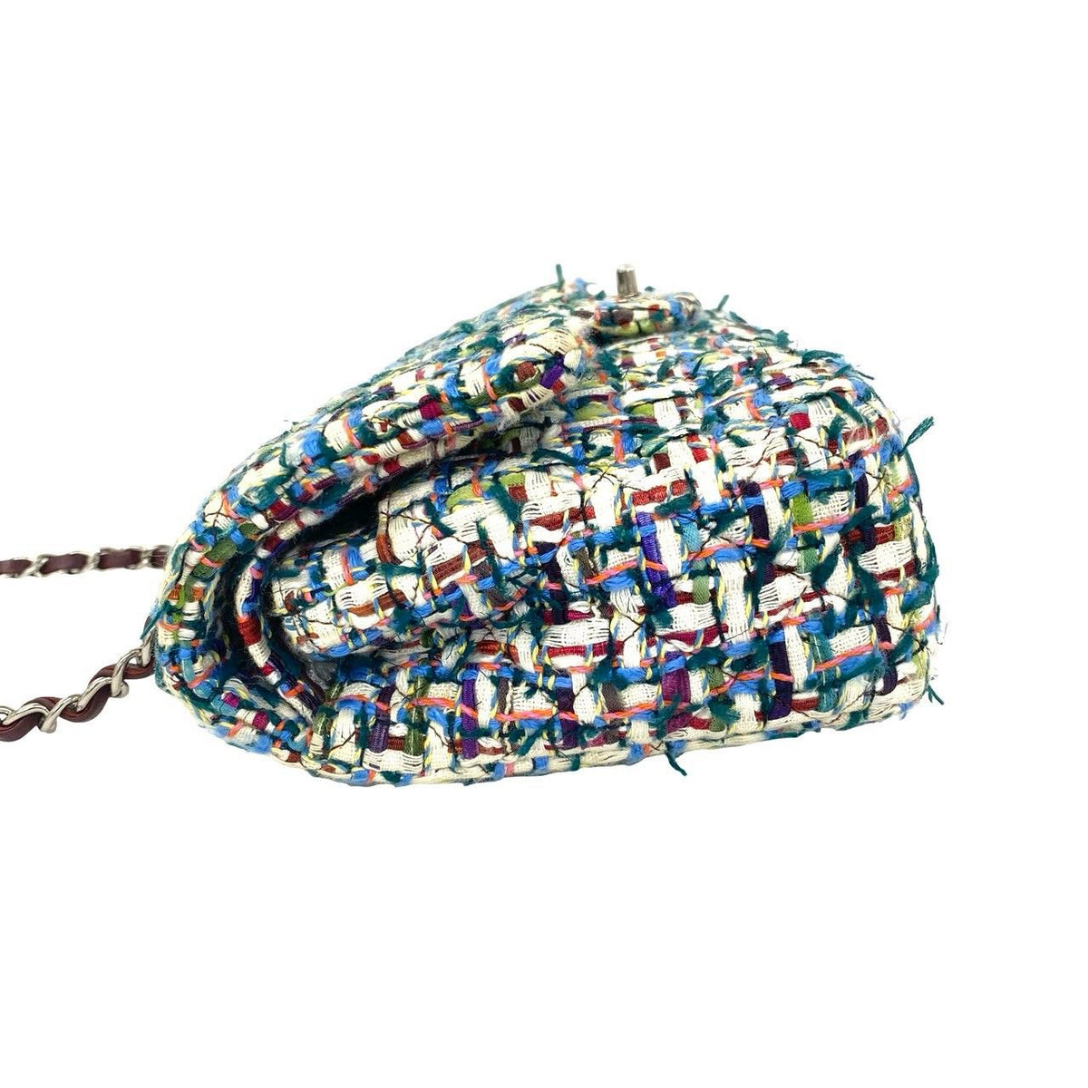 Chanel Double Flap CC Logo Tweed Chain Shoulder Bag Multicolor — view 5