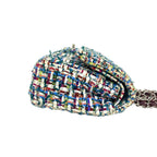 Chanel Double Flap CC Logo Tweed Chain Shoulder Bag Multicolor — view 6