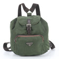 Prada Tessuto Nylon Triangle Logo Leather Backpack