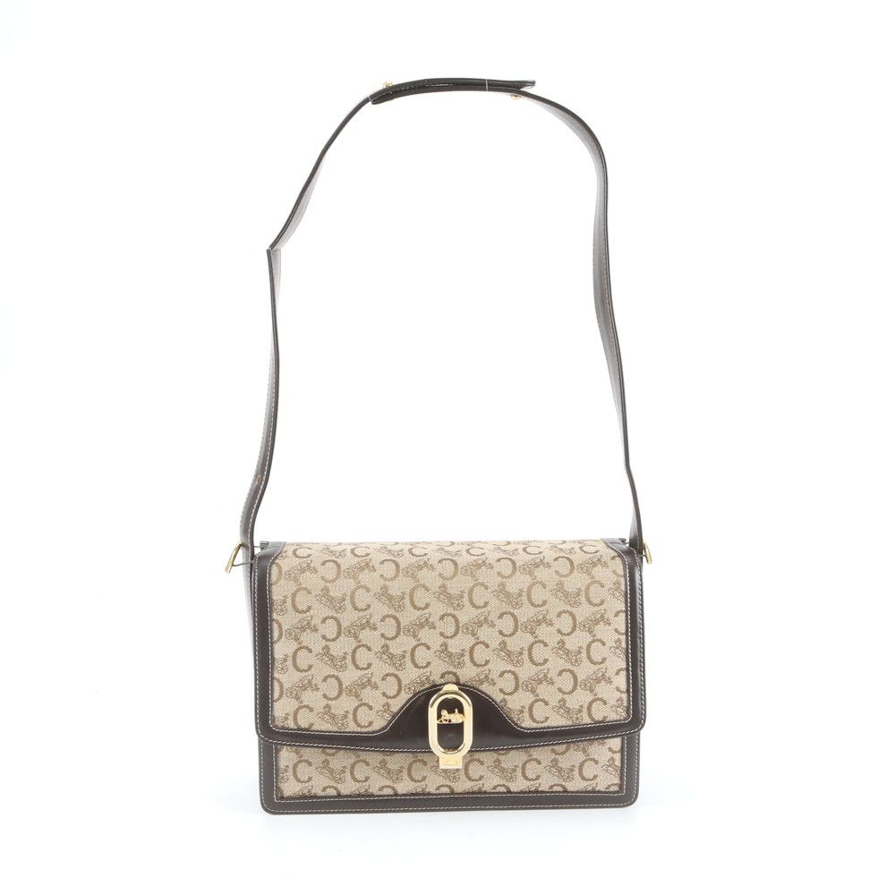 Celine Saluki Leather Canvas 2-Way Shoulder Bag