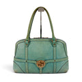 Gucci Interlocking G Leather Hand Bag G Handbag Turquoise Blue