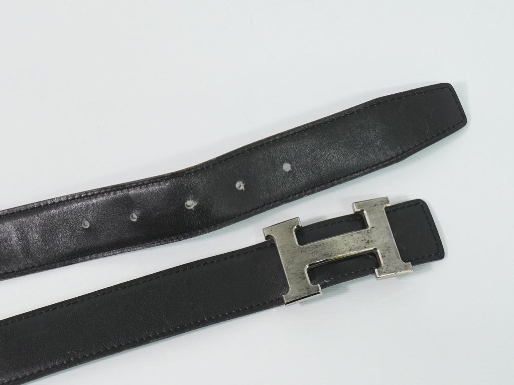 Hermes Constance Belt Reversible 75 Leather Black Blue Silver — view 2