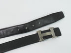 Hermes Constance Belt Reversible 75 Leather Black Blue Silver — view 2