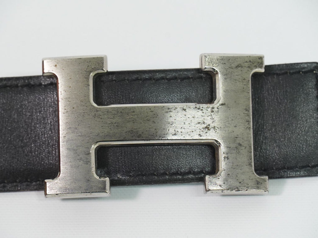 Hermes Constance Belt Reversible 75 Leather Black Blue Silver — view 4