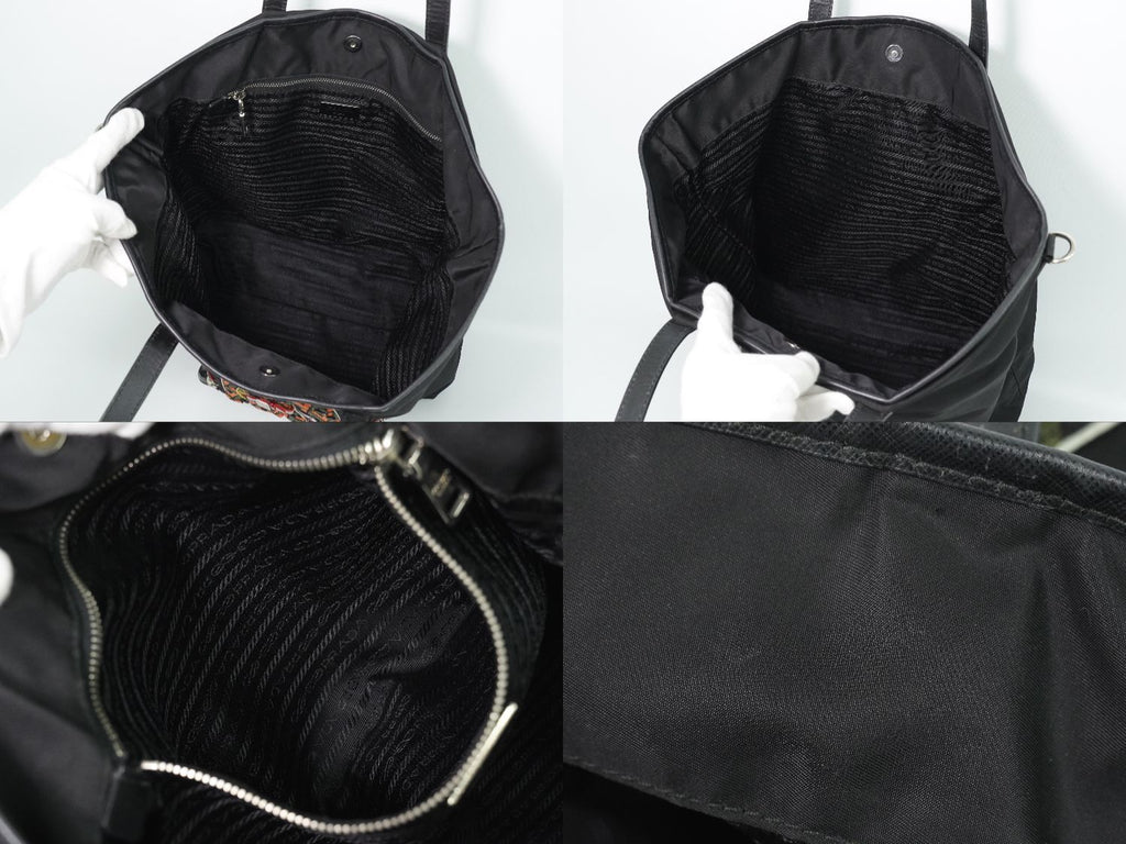 Prada Robot Collection Shoulder Bag Tote Nylon Black Multicolor — view 8