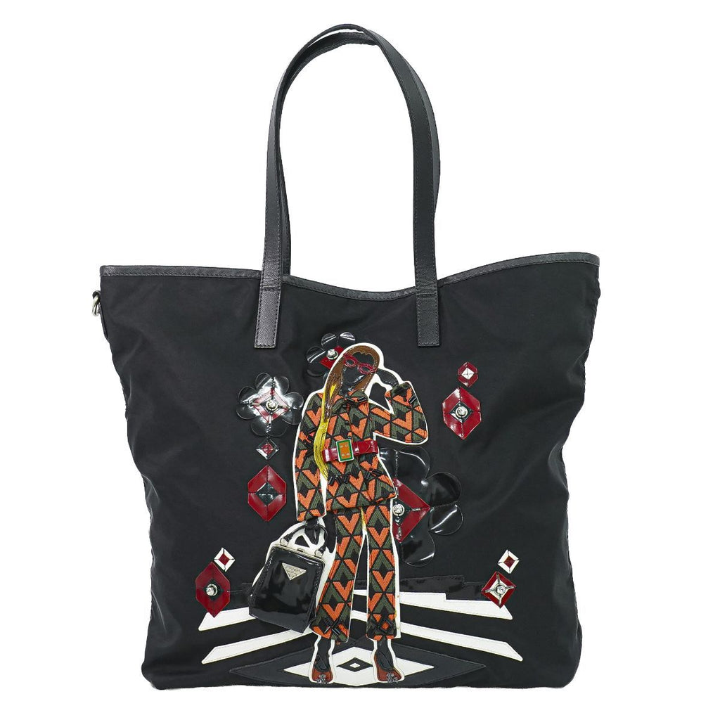 Prada Robot Collection Shoulder Bag Tote Nylon Black Multicolor