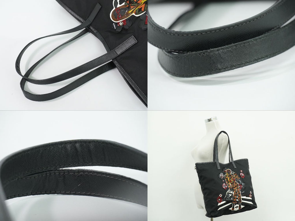 Prada Robot Collection Shoulder Bag Tote Nylon Black Multicolor — view 6