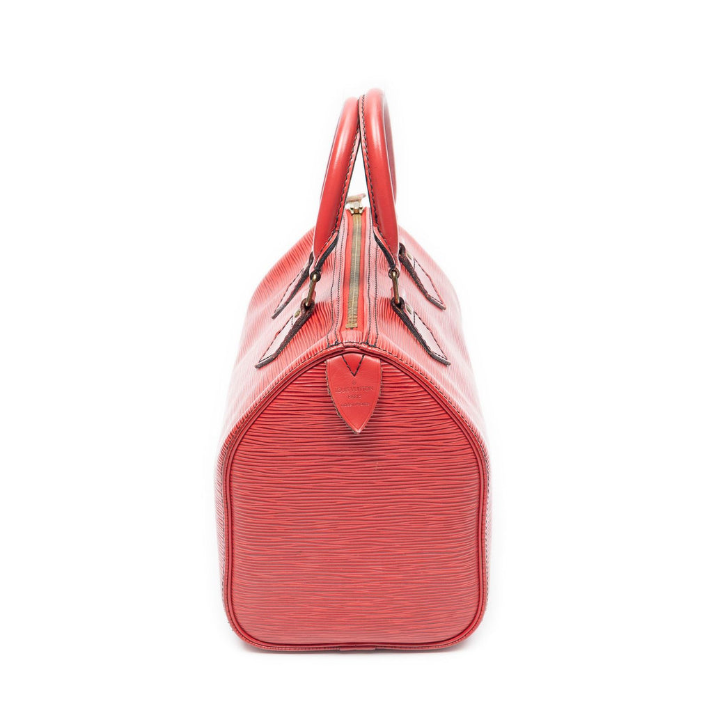 Louis Vuitton Speedy Black Stitch Red Epi Handbag — view 4