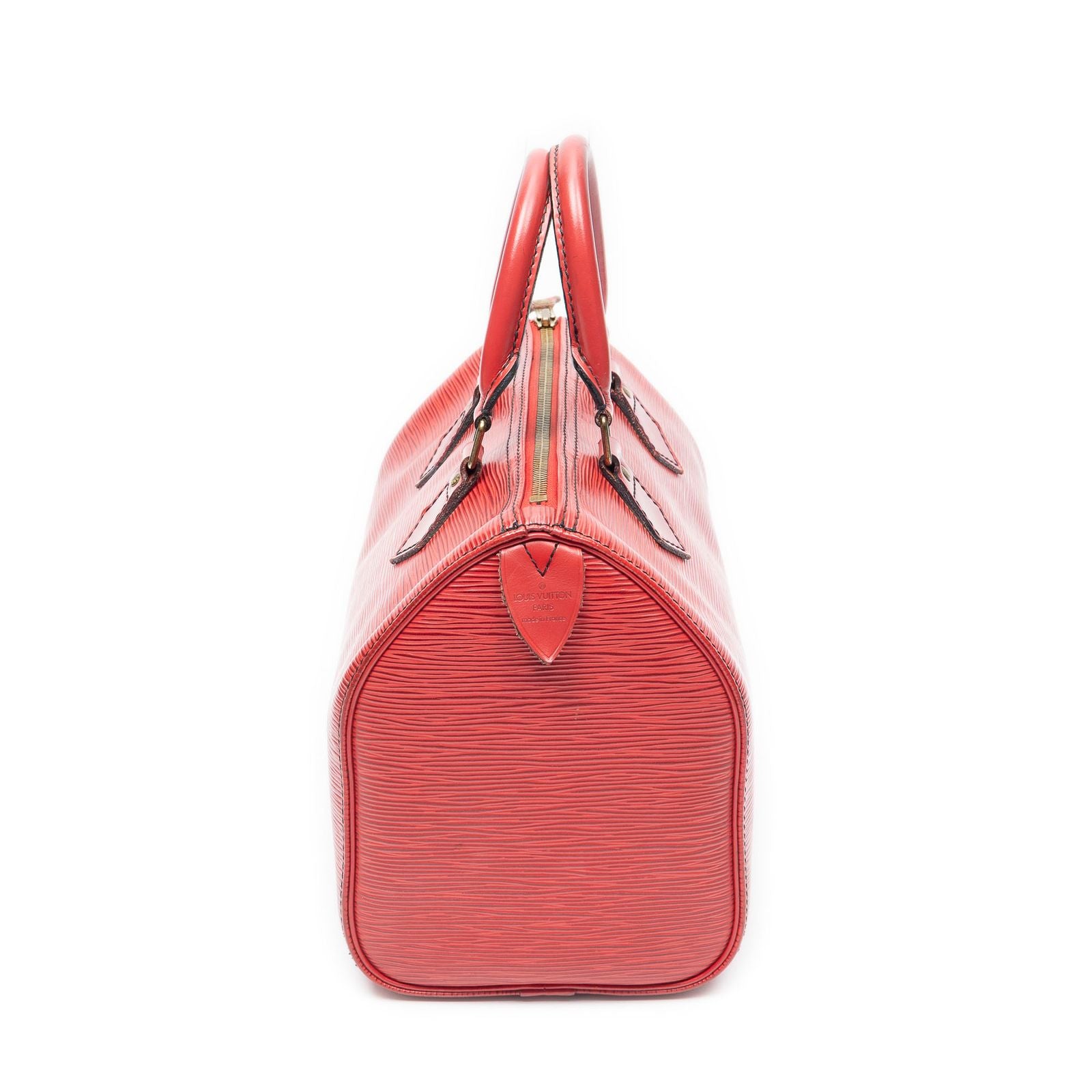 Louis Vuitton Speedy Black Stitch Red Epi Handbag — view 4