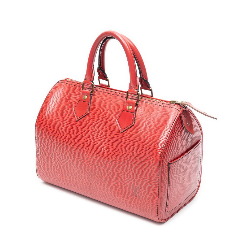 Louis Vuitton Speedy Black Stitch Red Epi Handbag — view 2
