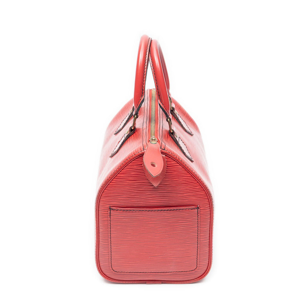 Louis Vuitton Speedy Black Stitch Red Epi Handbag — view 3