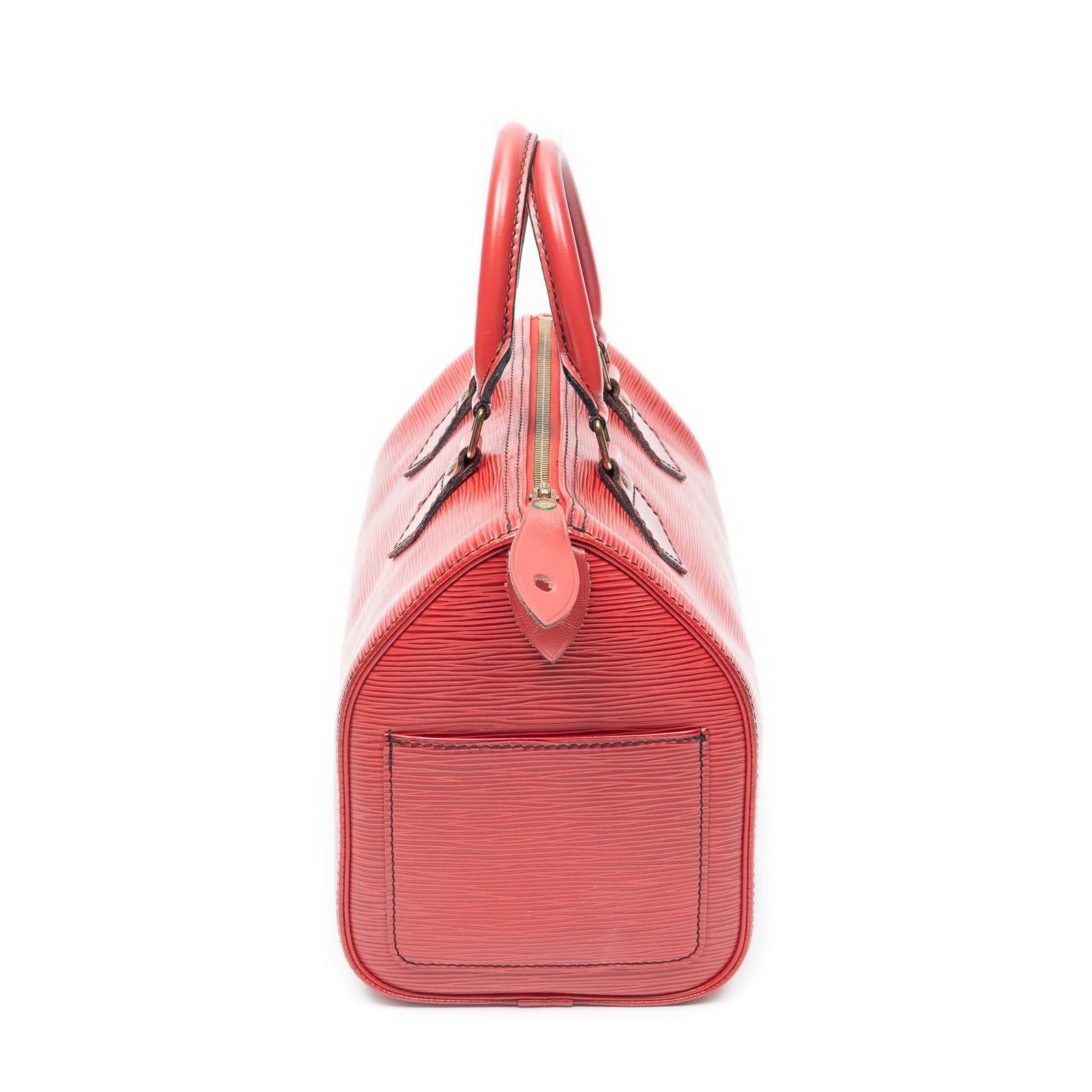 Louis Vuitton Speedy Black Stitch Red Epi Handbag — view 3