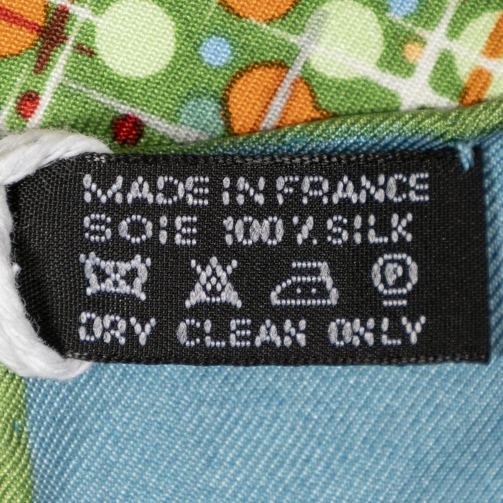 Hermes Scarf Blue Green Orange Twill Silk — view 5