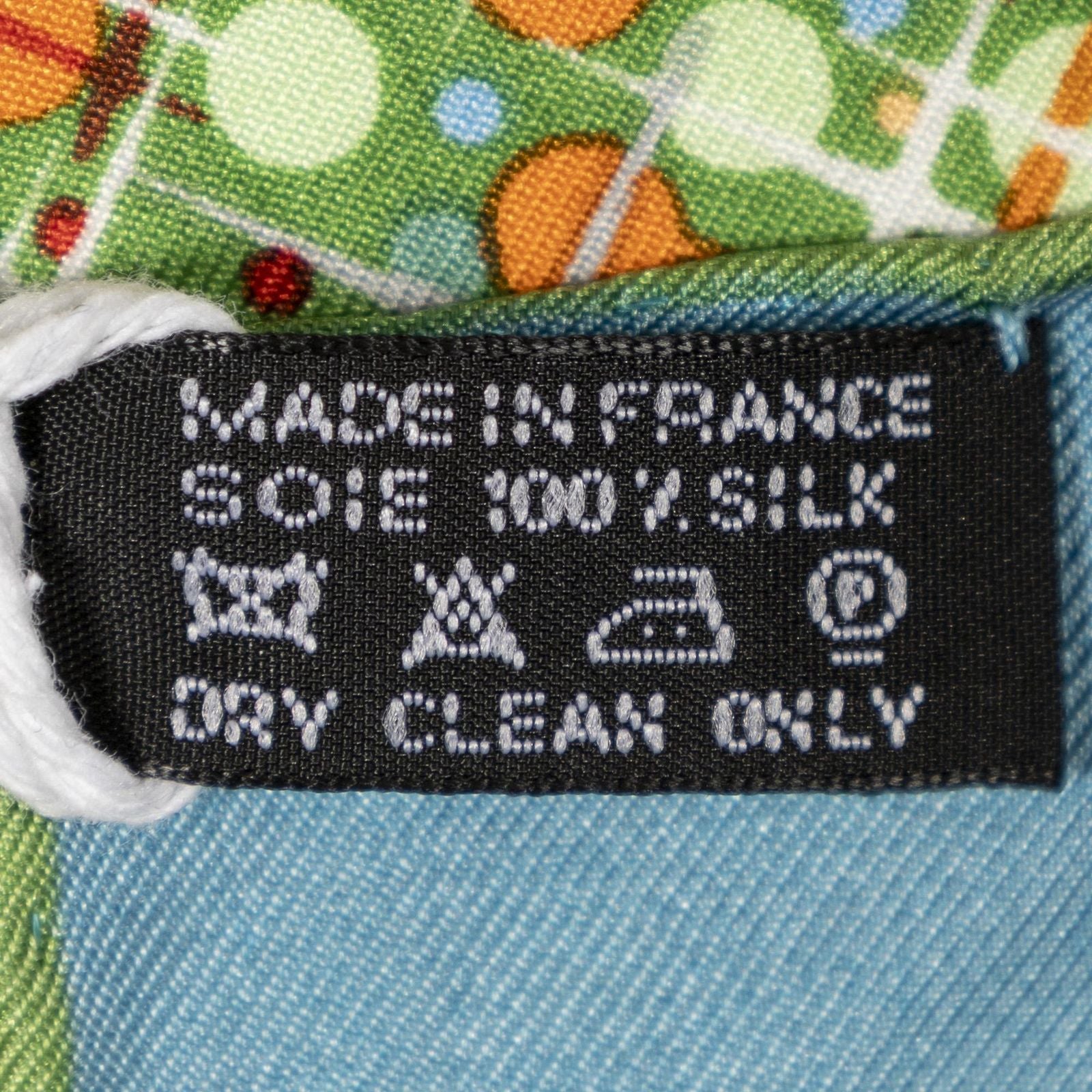 Hermes Scarf Blue Green Orange Twill Silk — view 5
