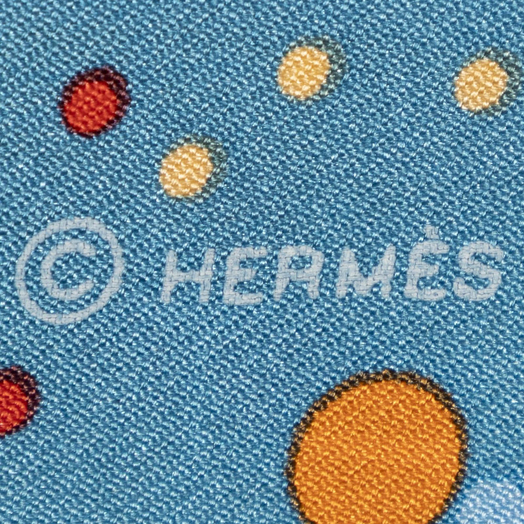 Hermes Scarf Blue Green Orange Twill Silk — view 4