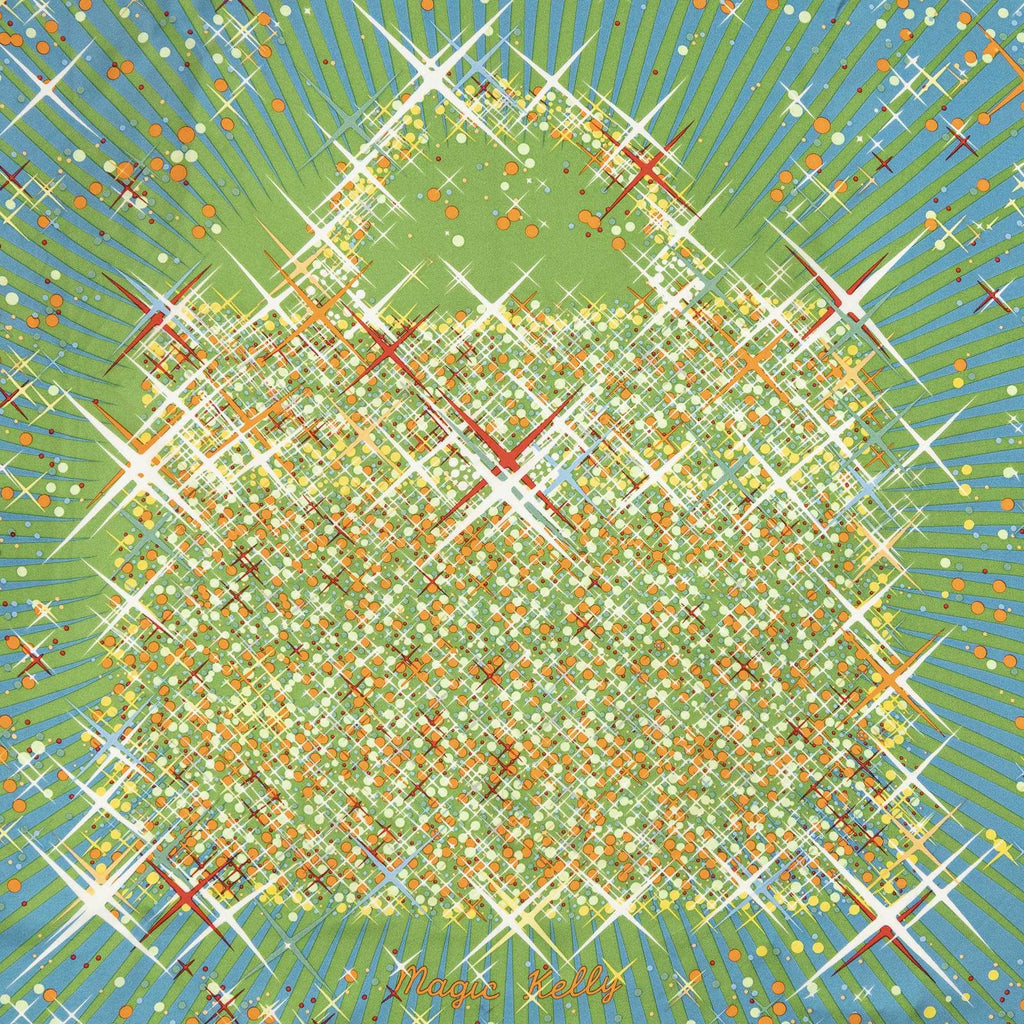 Hermes Scarf Blue Green Orange Twill Silk — view 3