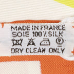 Hermes Scarf Orange Green White Twill Silk — view 5