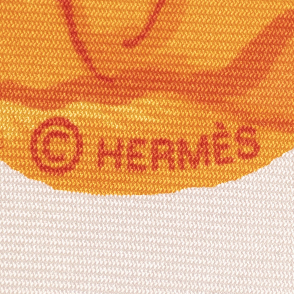 Hermes Scarf Orange Green White Twill Silk — view 4