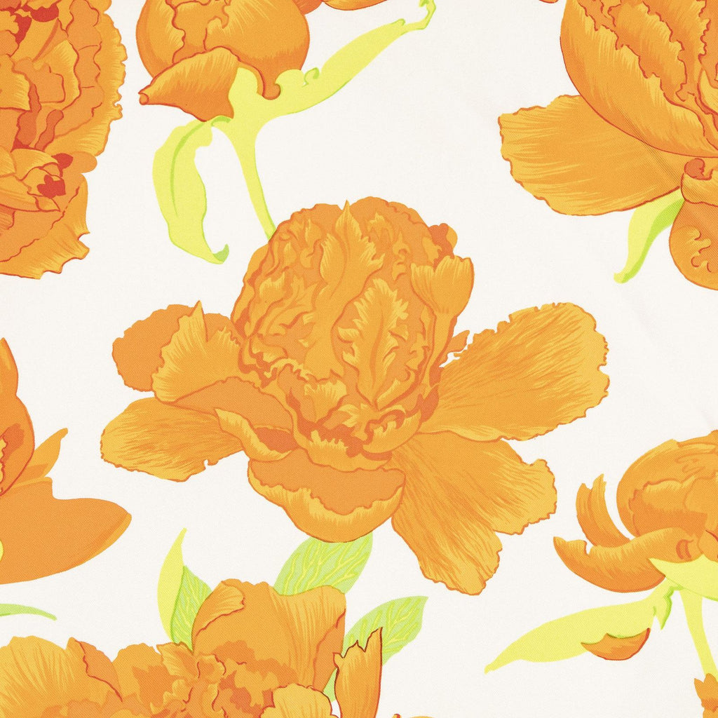 Hermes Scarf Orange Green White Twill Silk — view 3