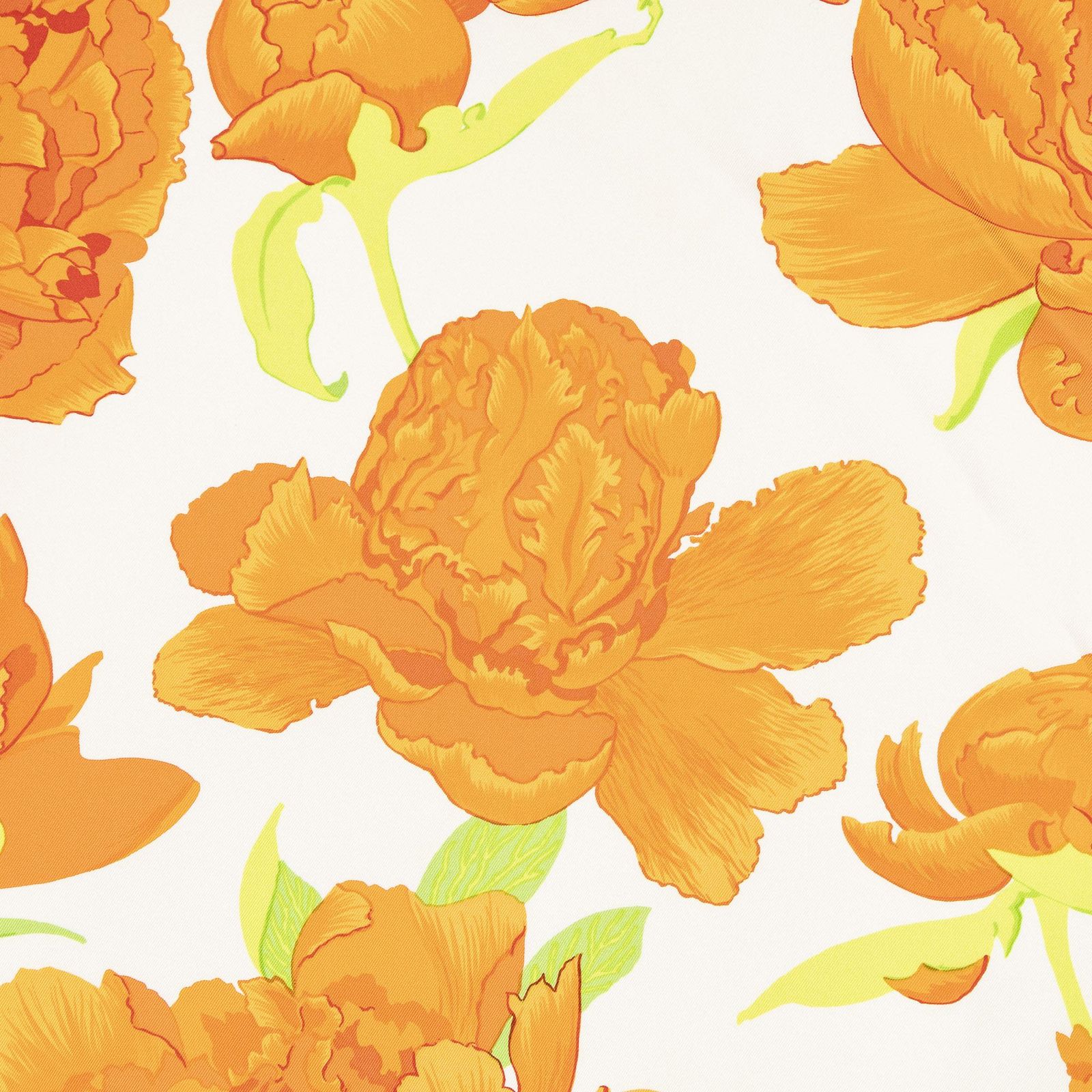 Hermes Scarf Orange Green White Twill Silk — view 3