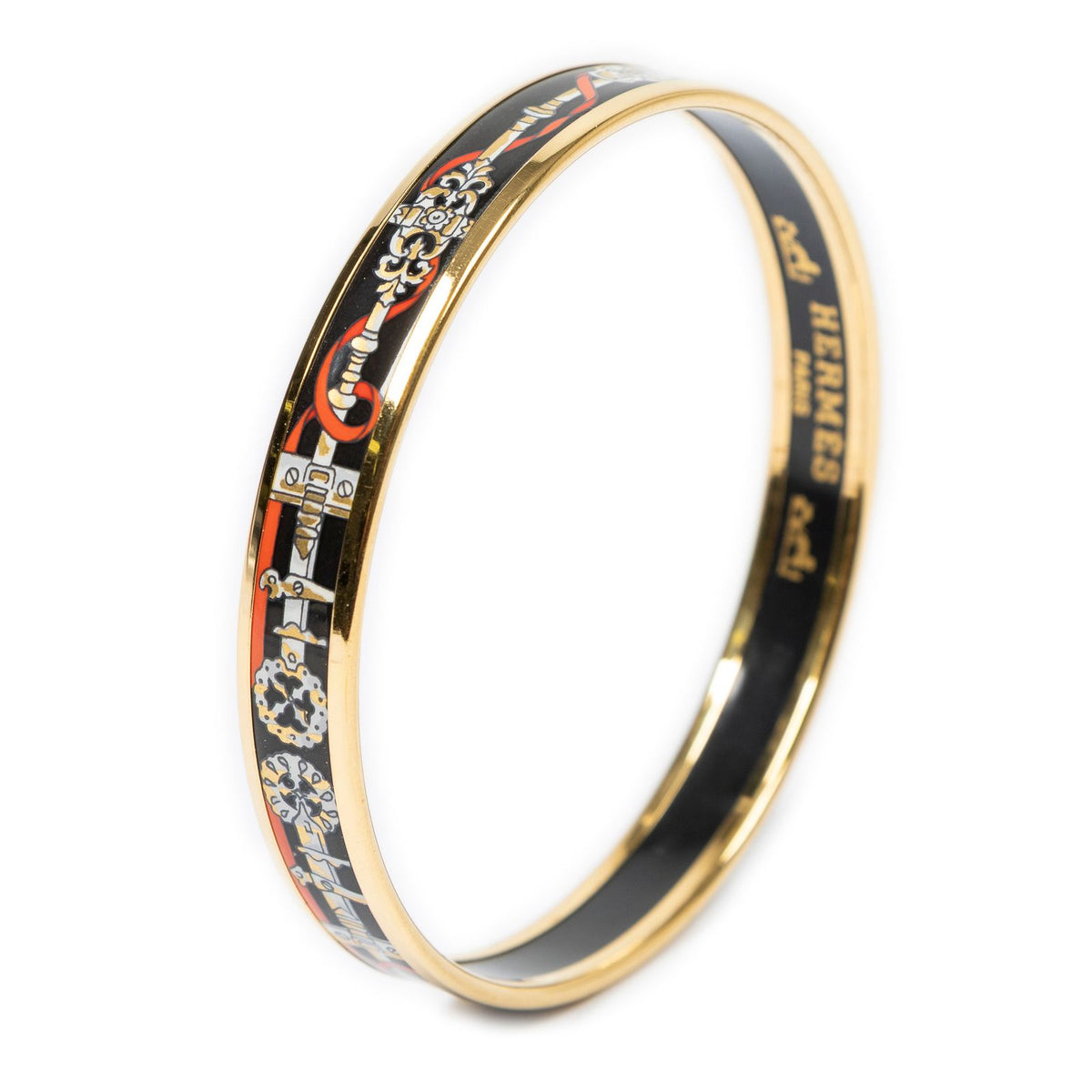 Hermes Enamel Bangle Black Bracelet