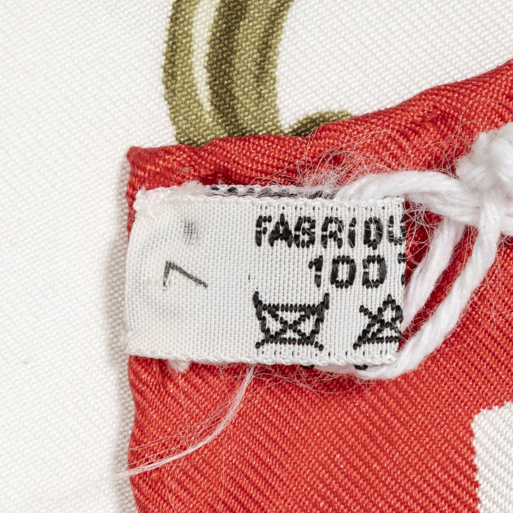 Hermes Scarf Red Blanc Blue Twill Silk — view 5