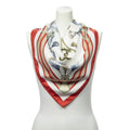 Hermes Scarf Red Blanc Blue Twill Silk