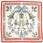 Hermes Scarf Red Blanc Blue Twill Silk — view 2