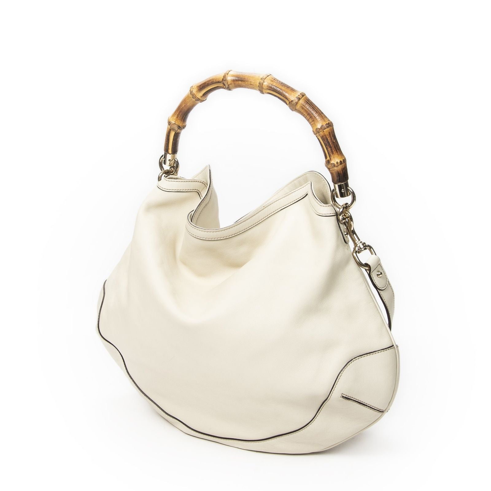 Gucci Peggy Bamboo Handle Hobo Ivory Calfskin Leather — view 2