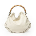 Gucci Peggy Bamboo Handle Hobo Ivory Calfskin Leather
